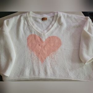 POL White WITH Pink Heart Misses Sz Small SweatER NWOT